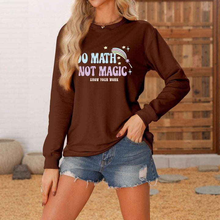 Dame avslappet sweatshirt med inspirerende matematikkmotiv Skjora