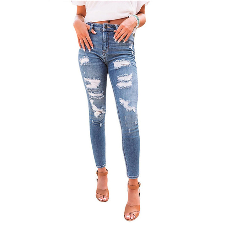 Dame Skinny Jeans med trendy Destroyed-effekter Skjora