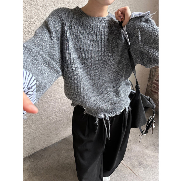 Dame avslappet genser med trendy frynse-design og komfortabel passform Skjora