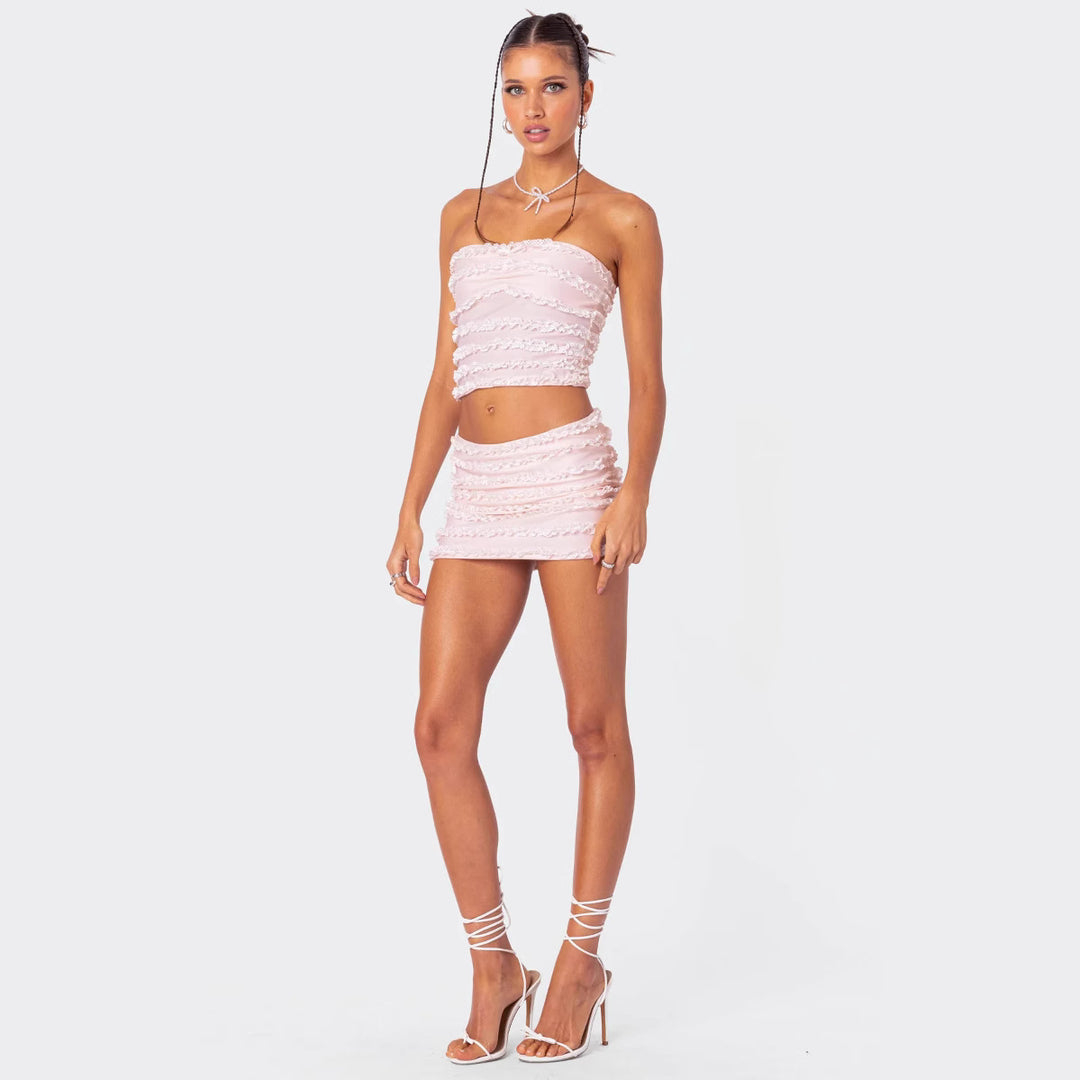 Damen Casual Lounge Set mit Volant-Design Skjora