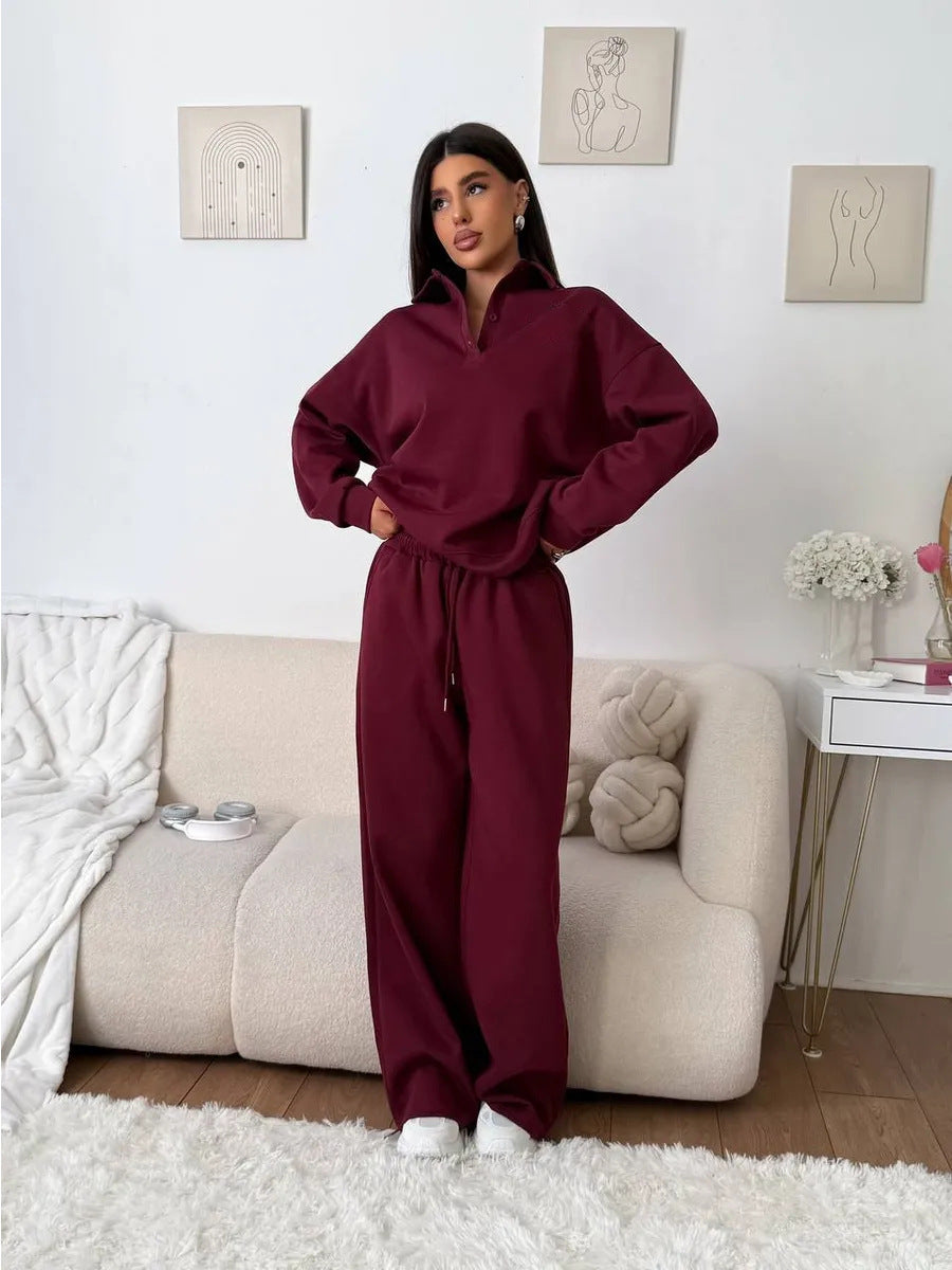 Dame casual hettegenser sett med løst snitt og elastisk liv Skjora