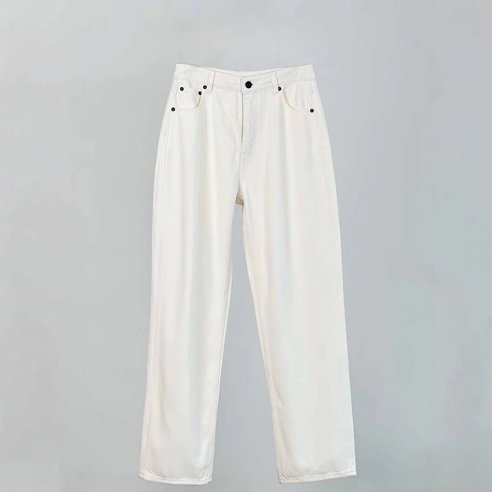 Damer klassiske hvite jeans i avslappet passform Skjora
