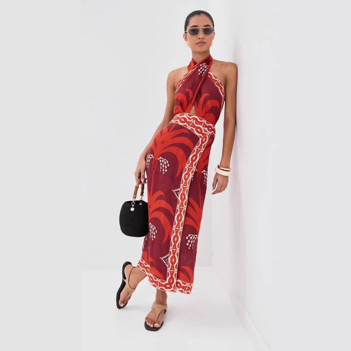 Kvinne maxi kjole med eksklusiv Boho-design Skjora