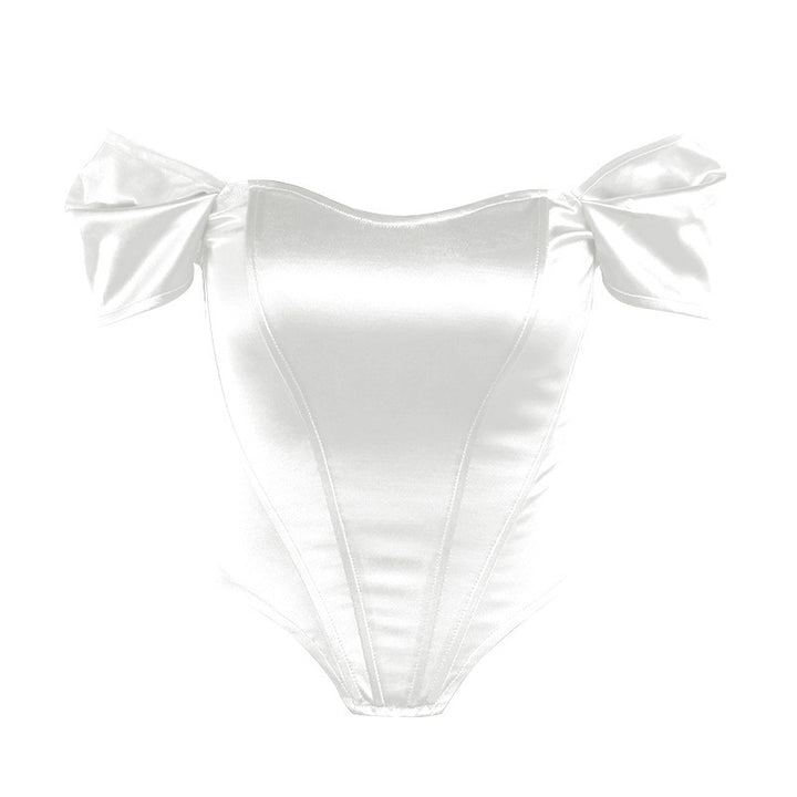 Damer elegant Satin-bustier med skulderdetaljer Skjora