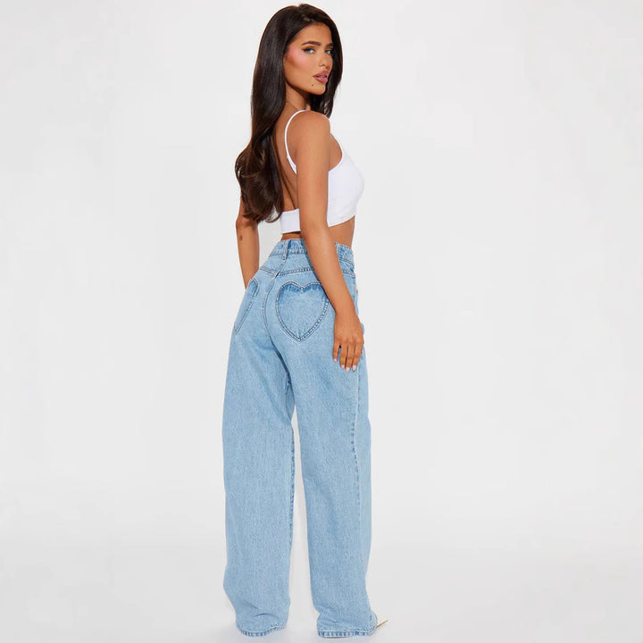 Damer Vidde Høy Midje Jeans med klassisk snitt og frynsete sømmer Skjora
