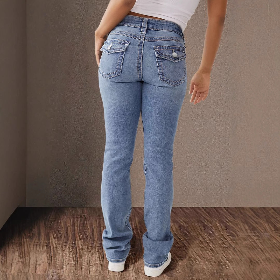 Dame Høyt Liv Jeans i Vintage Utseende med figurnær passform Skjora