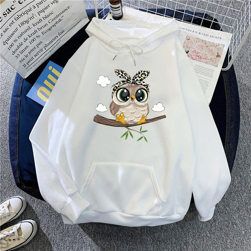 Damen Kapuzenpullover mit süßem Eulenmotiv Skjora