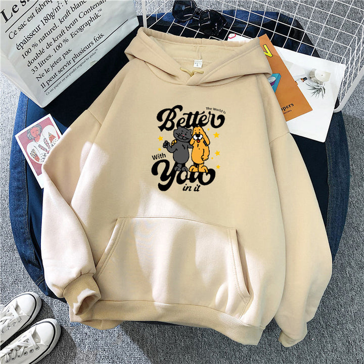 Damen Kapuzenpullover mit verspieltem Tiermotiv Skjora