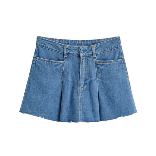 Dame jeans skjørt med en avslappet A-linje fasong og diskrete folder Skjora