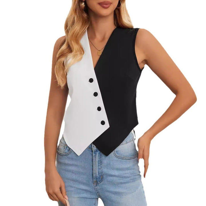 Dame asymmetrisk skjortebluse-design med knappdetaljer Skjora