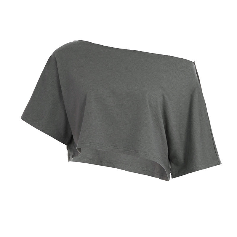 Damer cropped T-skjorte med løs passform og avslappet stil Skjora