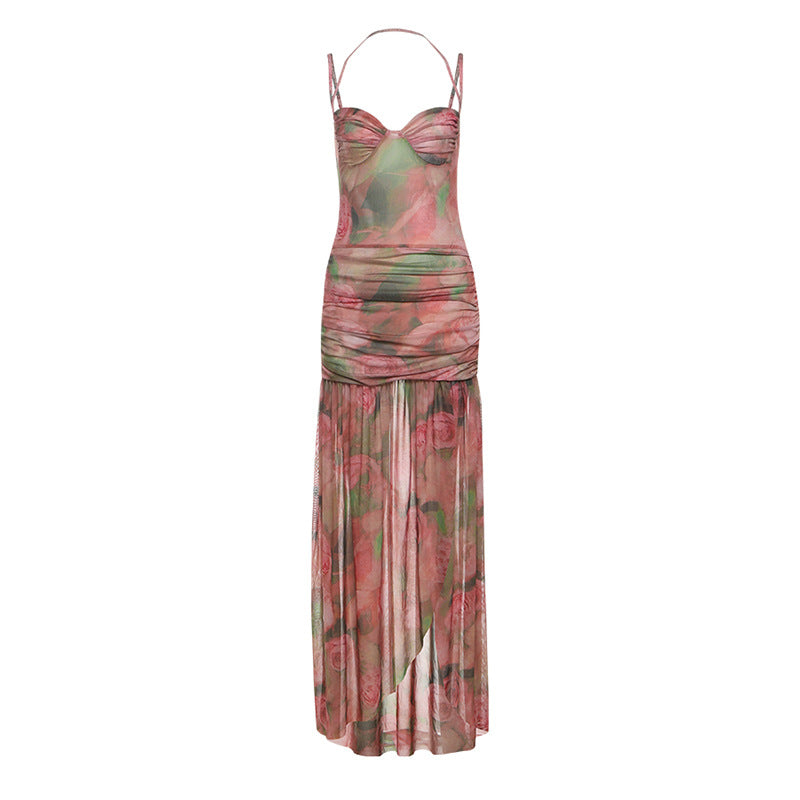 Dame Elegant og flytende maxikjole med blomsterdesign Skjora