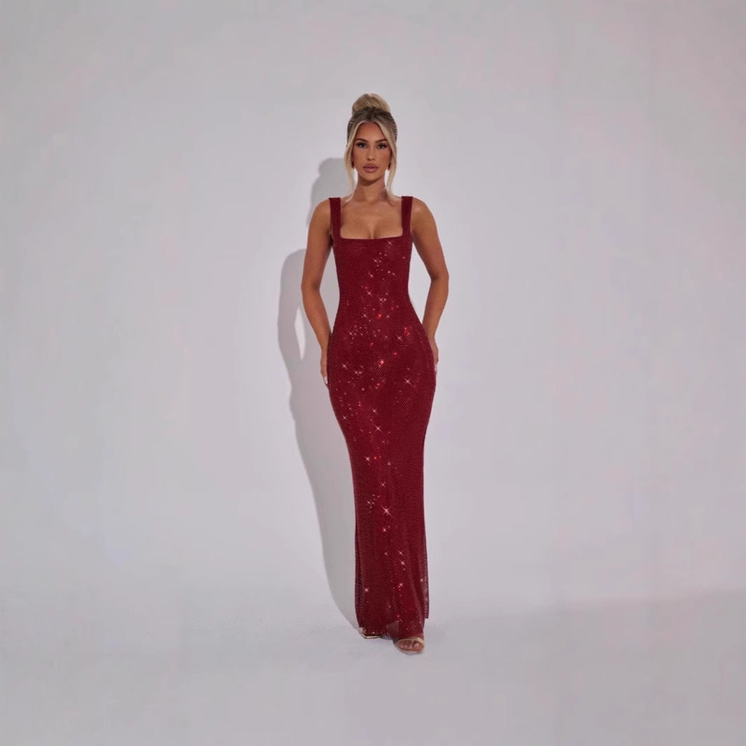Dame Glamorous Paillett Kveldsdrakt med figursydd snitt Skjora