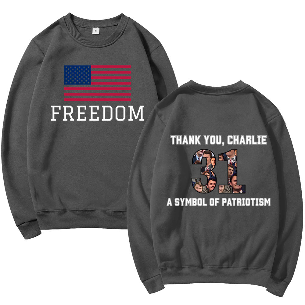 Kvinnesweatshirt med patriotisk trykk og mykt materiale Skjora