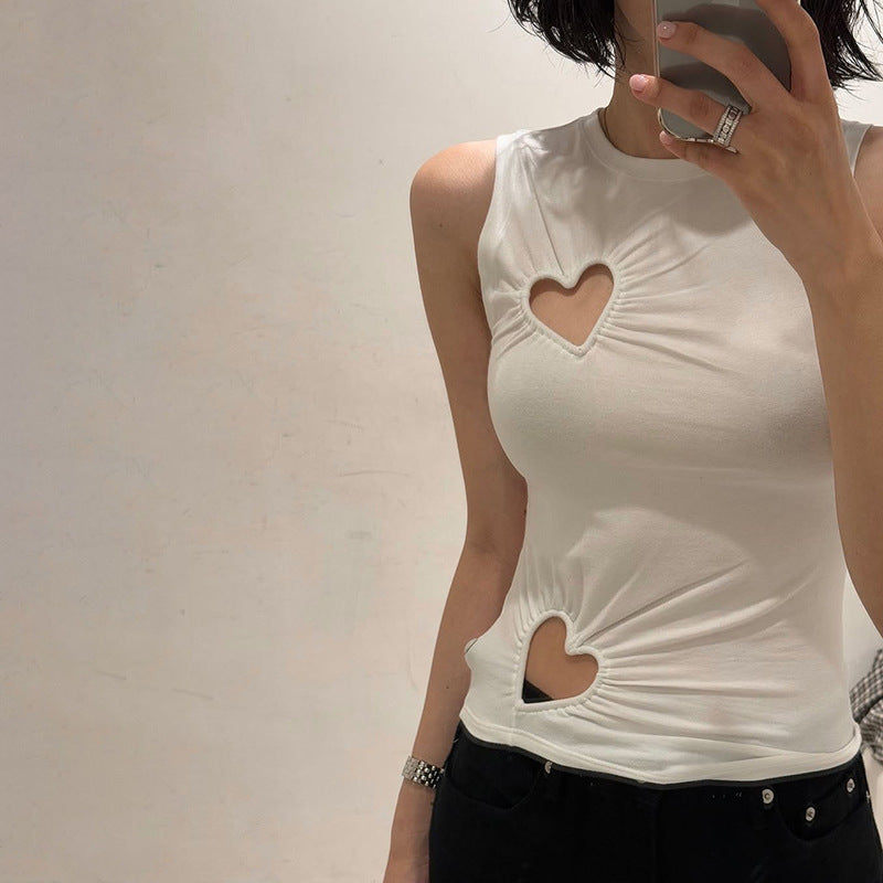 Damer moteriktig tanktop med hjerteformet utskjæring og figursydd fasong Skjora