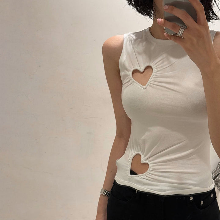 Damer moteriktig tanktop med hjerteformet utskjæring og figursydd fasong Skjora