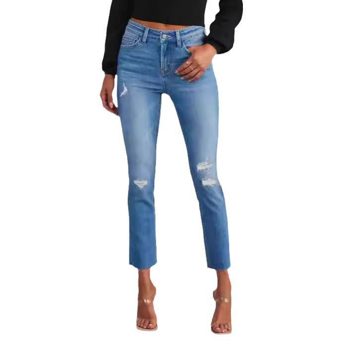Dame tidløse jeans i moderne snitt med cropped bein Skjora