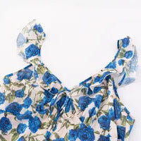 Dame Maxikjole med blomsterdesign og justerbare spaghetti-stropper Skjora