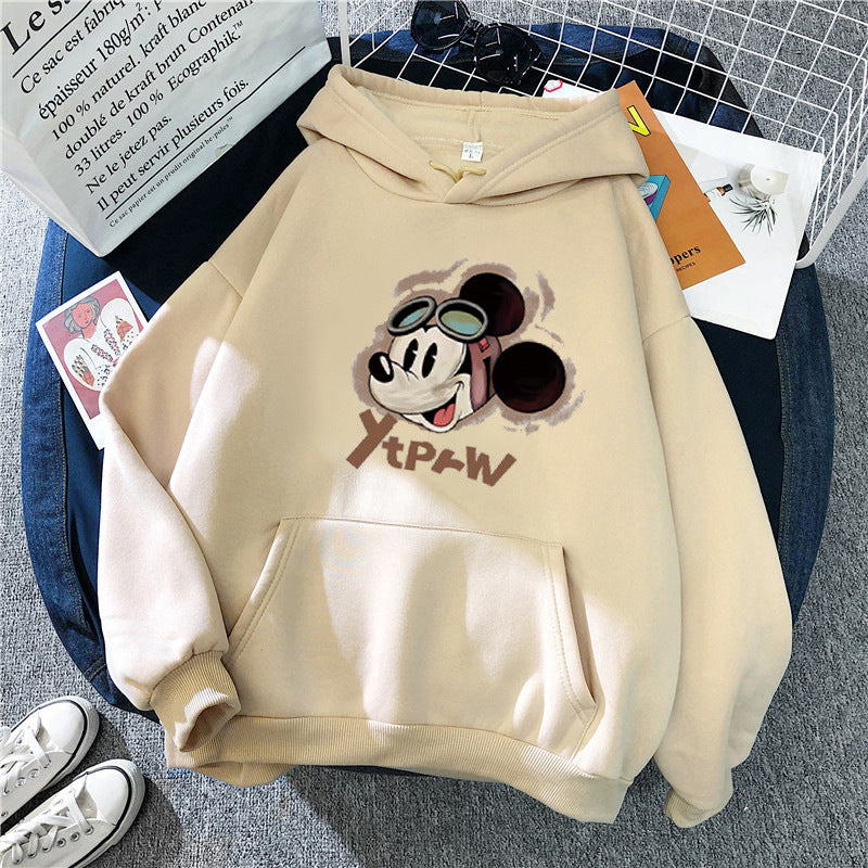 Dame hette hettegenser med kreativt Mickey Mouse-motiv Skjora