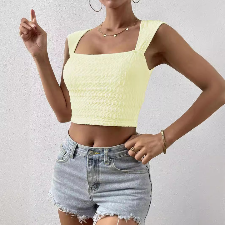 Dame moteriktig Crop-Top med firkantet utringning og strukturert stoff Skjora
