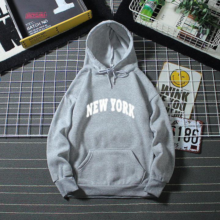 Dame hettegenser med moderne New York-trykk Skjora