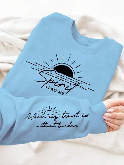 Damesweatshirt med inspirerende trykk og mykt flytende stoff Skjora