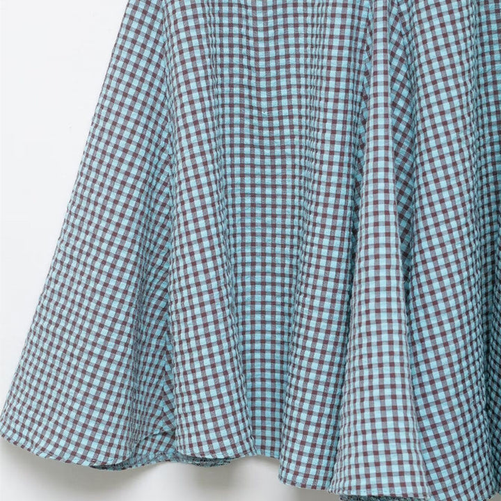 Damer utsvingt Gingham-skjørt med folder Skjora