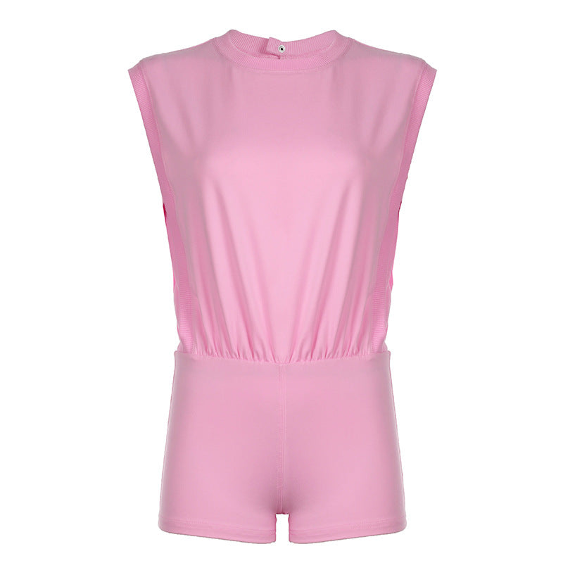 Dame Sporty Jumpsuit med høy krage og elastisk belte Skjora