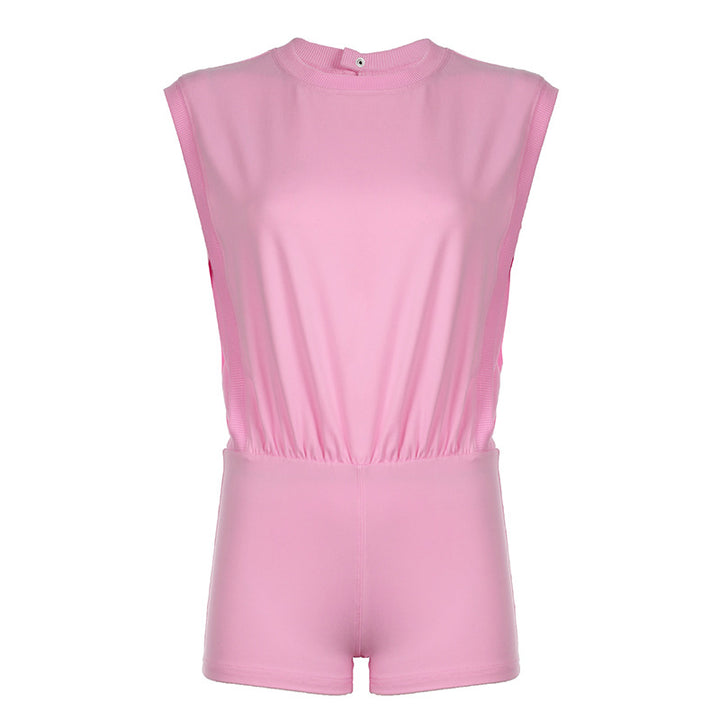 Dame Sporty Jumpsuit med høy krage og elastisk belte Skjora