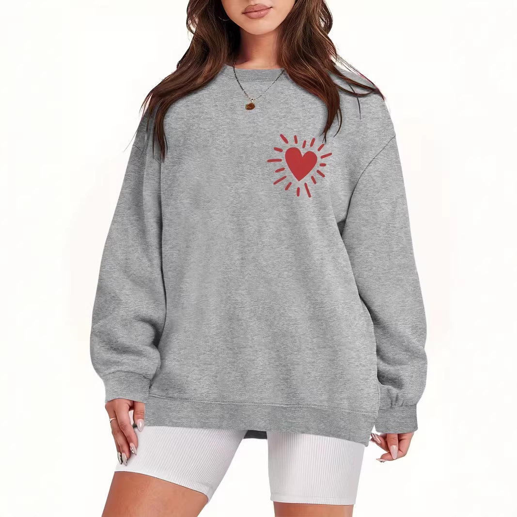 Dames sweatshirt med casual hjerte-motiv og oversized passform Skjora