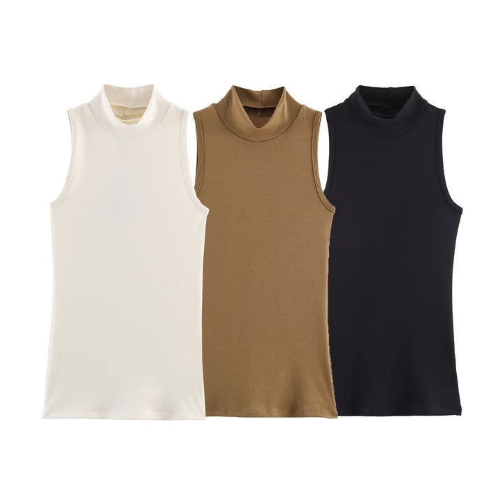 Dame rullekrage tanktop i mykt stretchmateriale Skjora