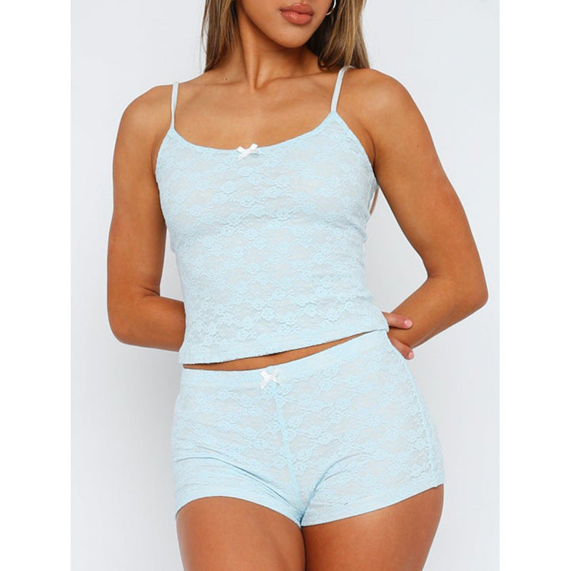 Dame spiss- Crop-Top og komfortabel shorts-sett Skjora