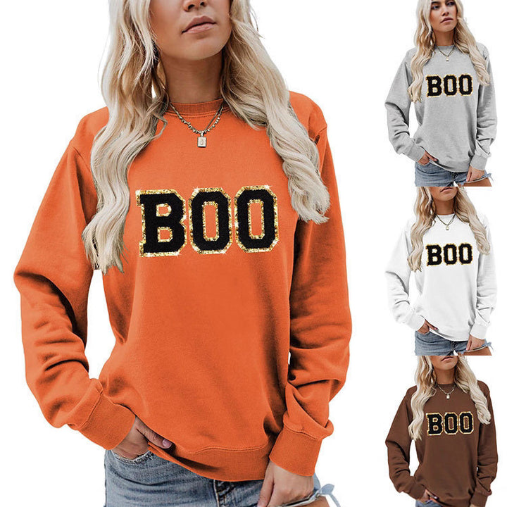 Damer sweatshirt med glitrende trykk Skjora