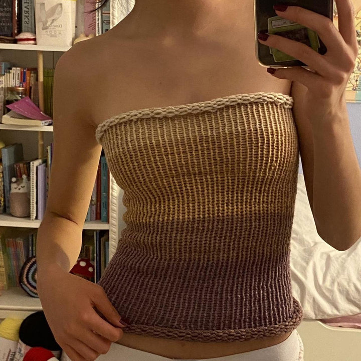 Dame bandeau topp med fargerike striper Skjora