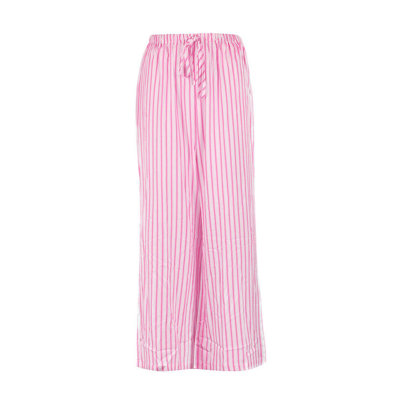 Dame løs fritidsbukser med elastisk linning og trendy stripemønster Skjora