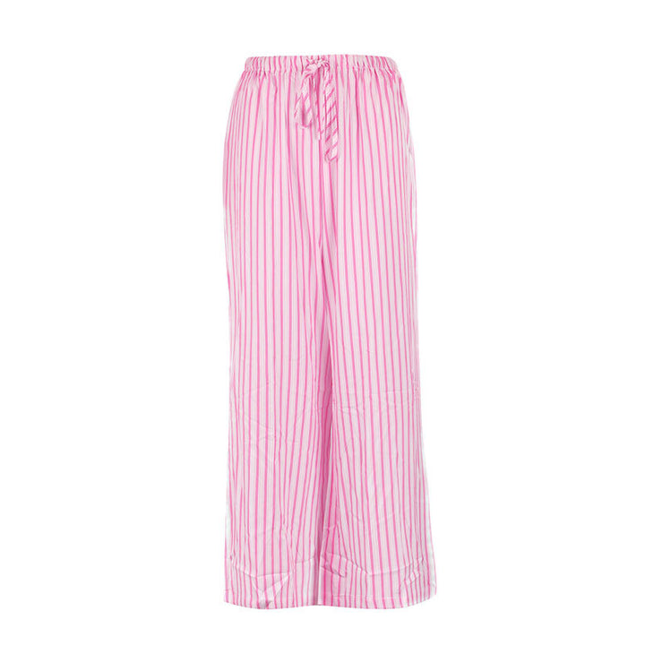 Dame løs fritidsbukser med elastisk linning og trendy stripemønster Skjora