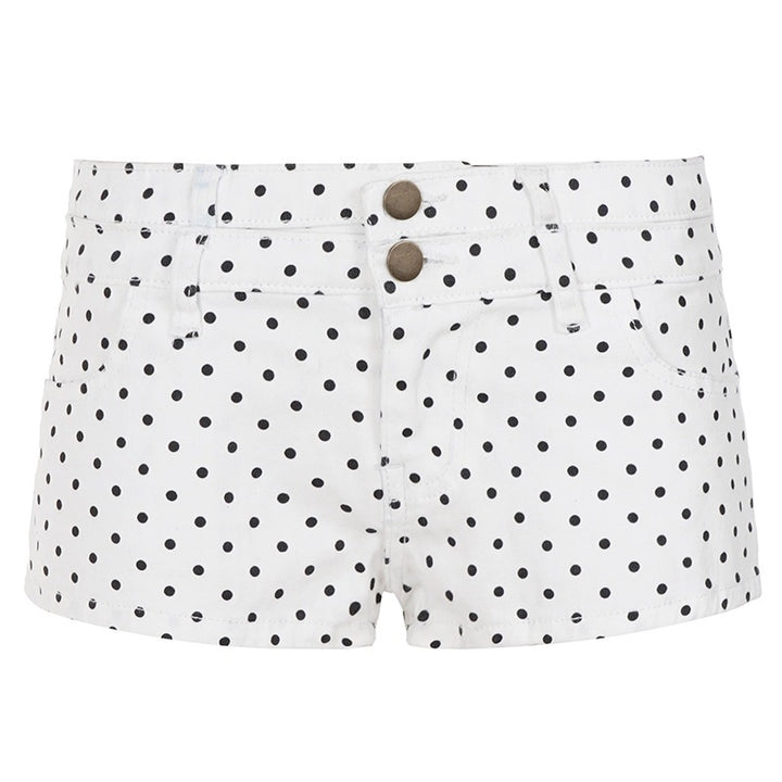 Dame moteriktige shorts med moderne prikkedesign og høy midje Skjora