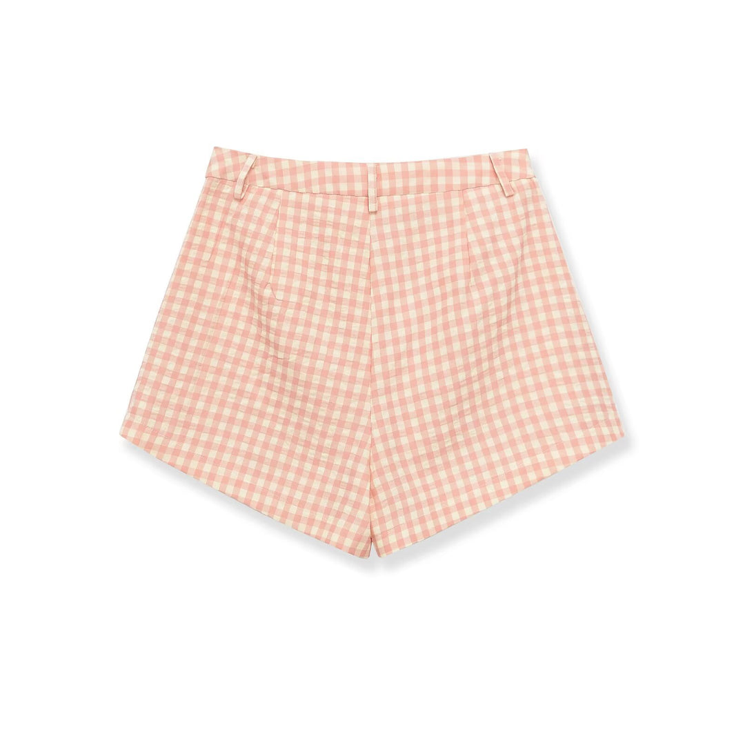 Dame rutete shorts med høy midje og stilig snitt Skjora