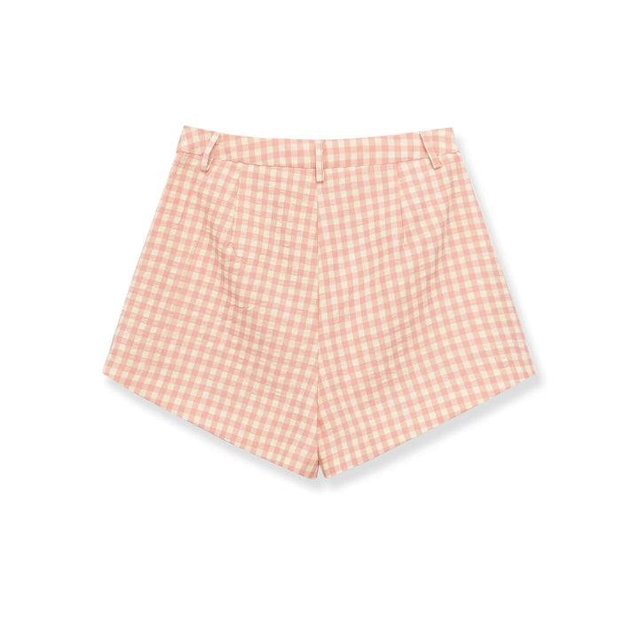 Dame rutete shorts med høy midje og stilig snitt Skjora
