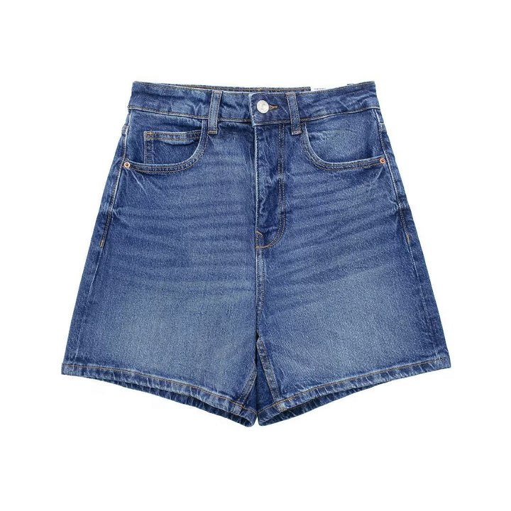 Dame jeansshorts i avslappet vintage-stil med høy midje Skjora