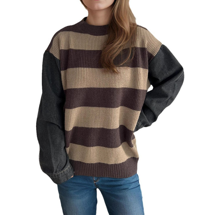 Kvinne stripete oversized genser med myk bomullsblanding og moderne design Skjora