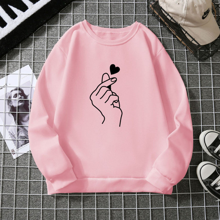 Kvinne sweatshirt med kreativt håndtegnmotiv og myk indre fôr Skjora