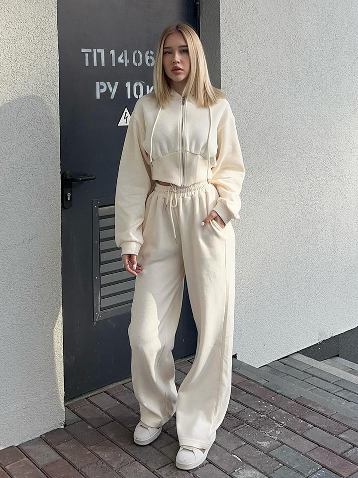 Damer casual sweatshirt og joggebukse sett med høy krage og løs passform Skjora