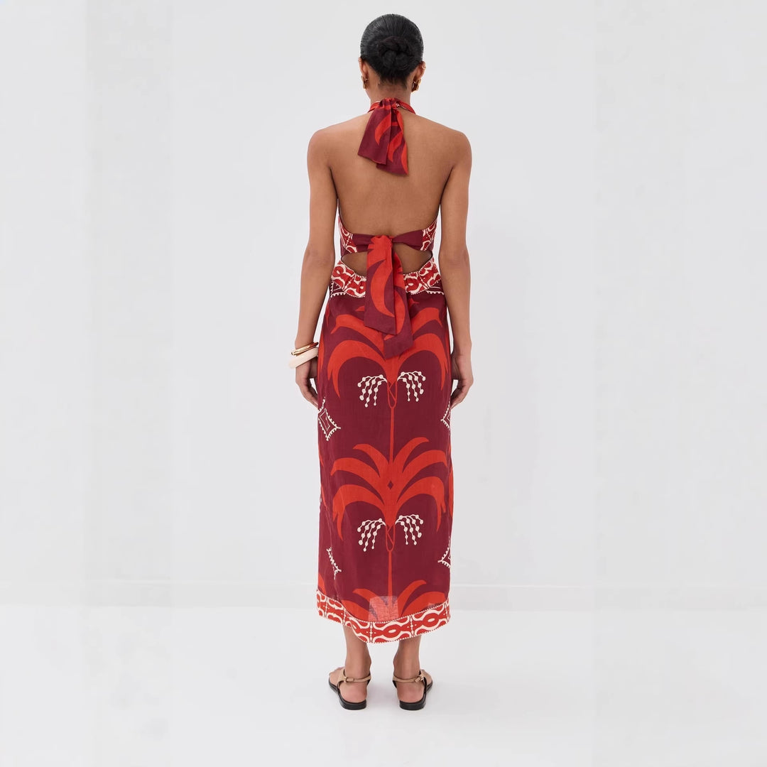 Kvinne maxi kjole med eksklusiv Boho-design Skjora