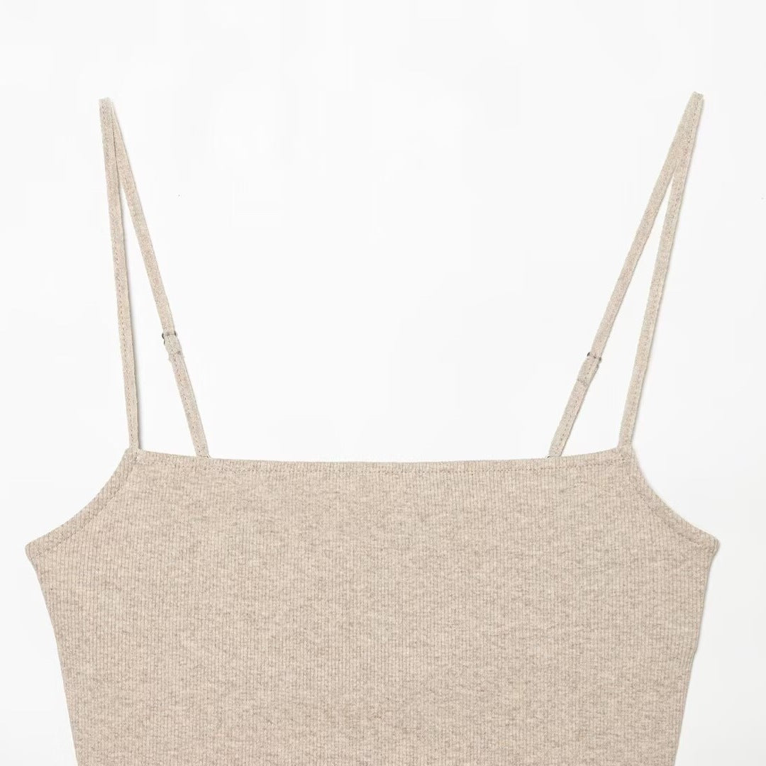 Dame Crop-Top med glitrende paljetter og smale stropper Skjora