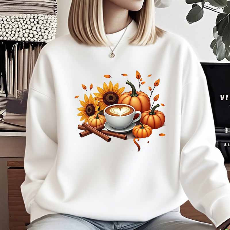 Dame sweatshirt med høstmotiv og spesiell trykk Skjora