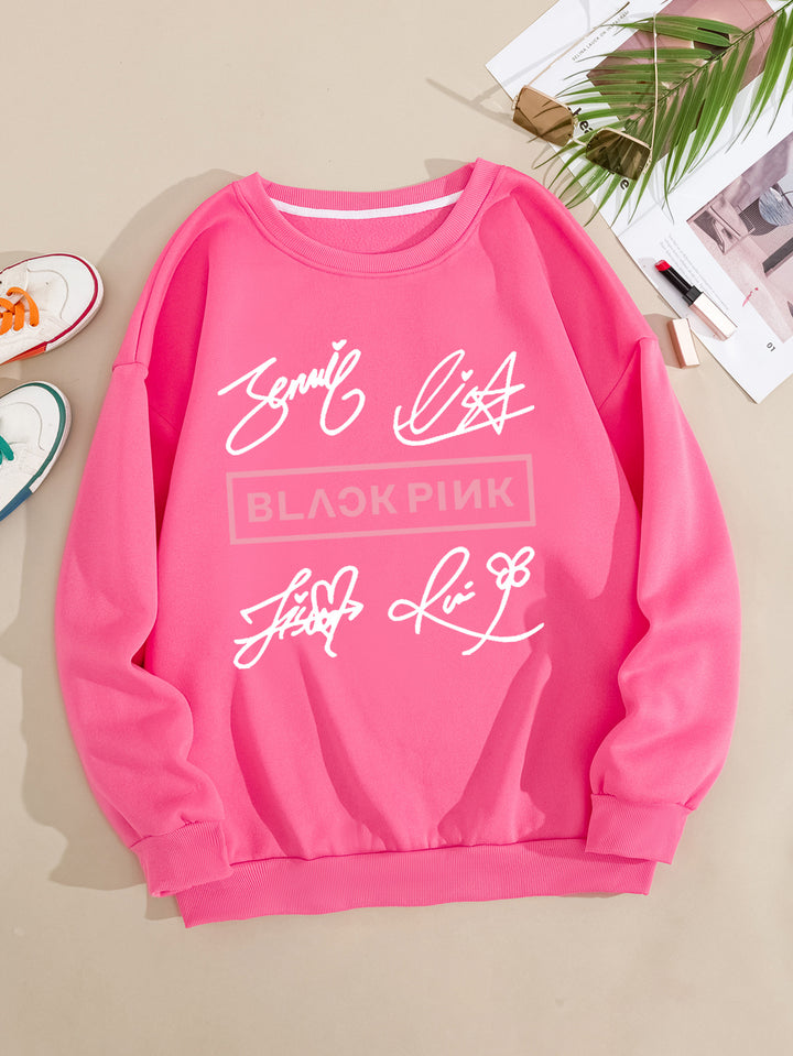 Dame uformell sweatshirt med kreativt signaturmotiv Skjora