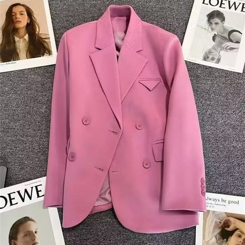 Damer elegant, tettsittende dobbelspent blazer med kreativ snitt Skjora