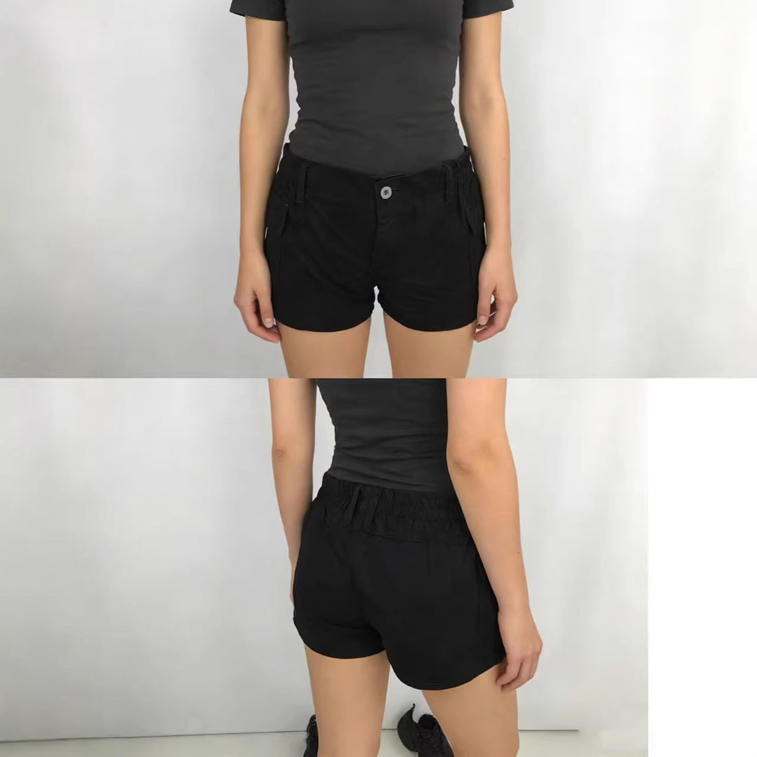 Dame Cargo-shorts med funksjonelle sidelommer og elastisk belte Skjora