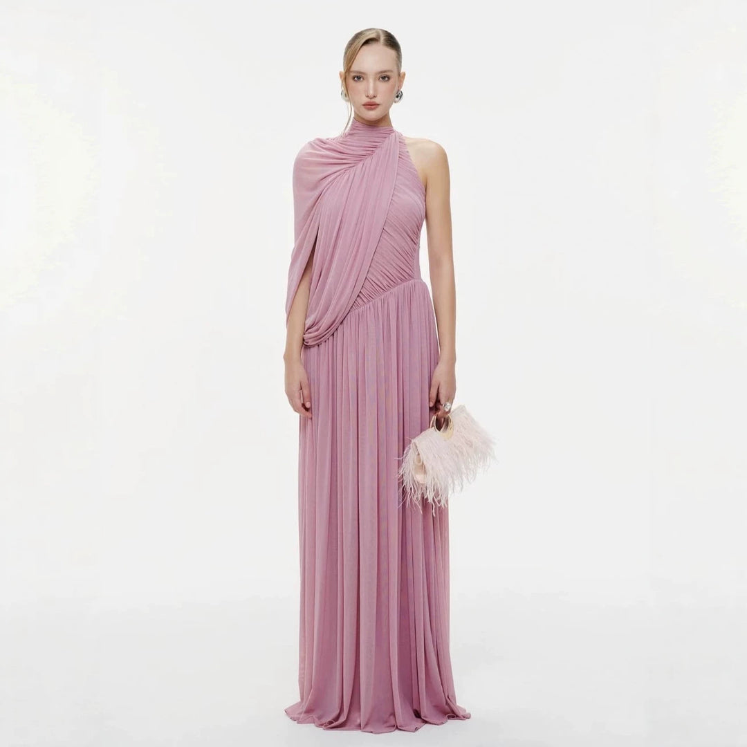 Damer Elegant omslagskjole med asymmetrisk design og flytende drapering Skjora
